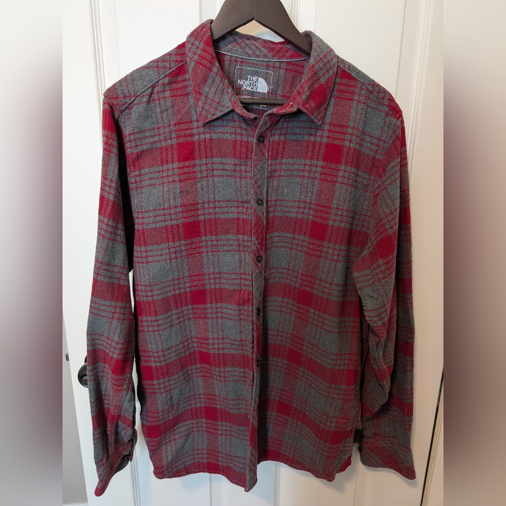 The North Face Red and Gray Plaid Shirt